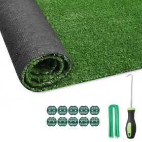 5FT*15FT Artificial Turf, Mat with Drainage Holes. Fake Grass with Rubber Backing, Ideal for Indoor/Outdoor Pet Areas, Garden, Lawn