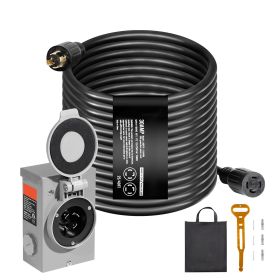 30 Amp Generator Cord and Power Inlet Box Kit, 25 FT, NEMA L14-30P/L14-30R STW 10 AWG Generator Power Extension Cord with Twist Lock Connector