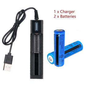 Rechargeable Li-Ion Button Top Batteries 3000mAh Multipurpose Battery 3.7V & USB Charger For Torch Laser (Option: 2batteries1usbcharger)
