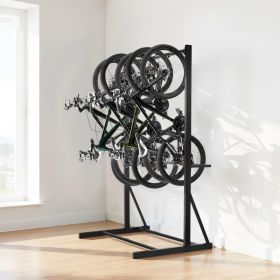 Freestanding Bike Rack Max 5 Bikes Storage Bicycle Organizer Standing Bike Rack (Option: black)