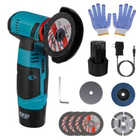 1Set 12V Cordless Mini Angle Grinder Hand Polishing Grinding Machine Cordless Cutter Grinding Tool With 7Pcs Disc 2Pcs 1100mAh Batteries And Char (Option: Green)